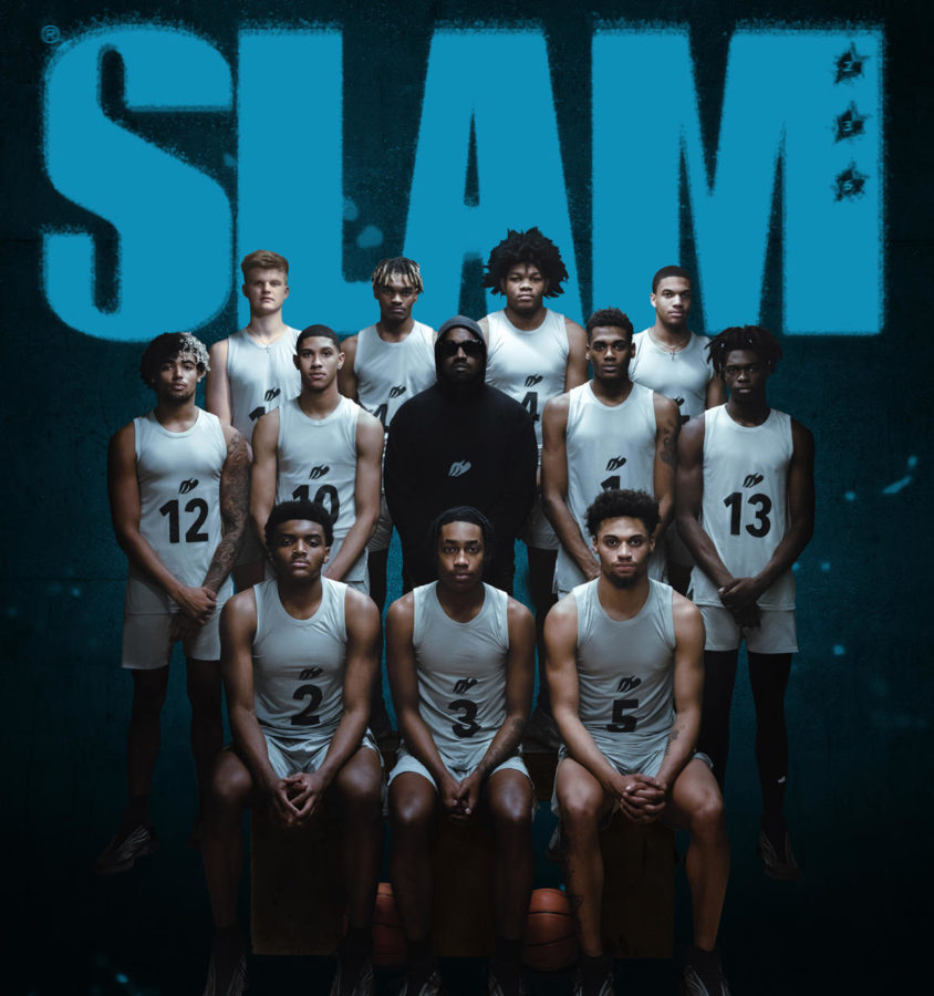 Kanye on the cover of SLAM Magazine with the Donda Doves. 