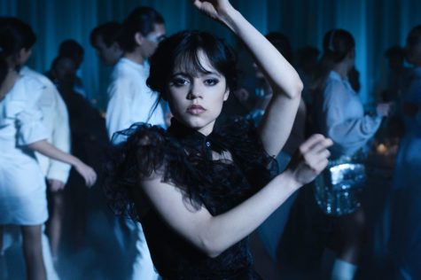 Ortega in the Wednesday series performing her iconic dance. Photo courtesy Netflix
