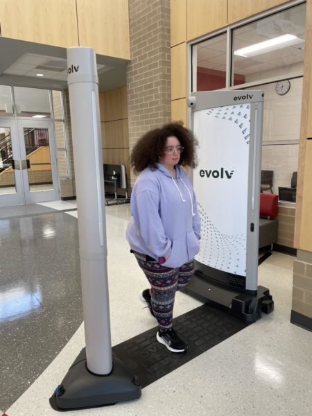  Miranda Martinez, Junior, walks through the new metal detectors in the front office
